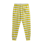 Yellow And White Striped Pattern Print Sweatpants