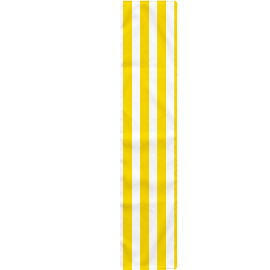 Yellow And White Striped Pattern Print Table Runner