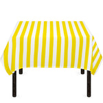 Yellow And White Striped Pattern Print Tablecloth