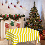 Yellow And White Striped Pattern Print Tablecloth