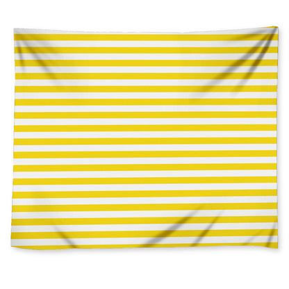 Yellow And White Striped Pattern Print Tapestry