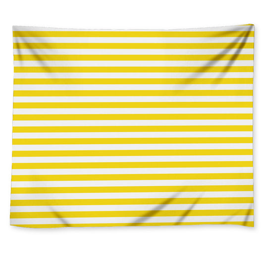Yellow And White Striped Pattern Print Tapestry