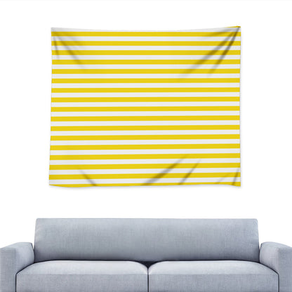 Yellow And White Striped Pattern Print Tapestry