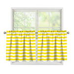 Yellow And White Striped Pattern Print Tier Curtains