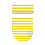 Yellow And White Striped Pattern Print Toilet Lid And Tank Cover Set