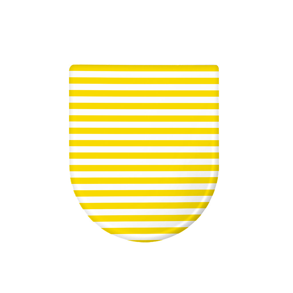 Yellow And White Striped Pattern Print Toilet Lid Cover