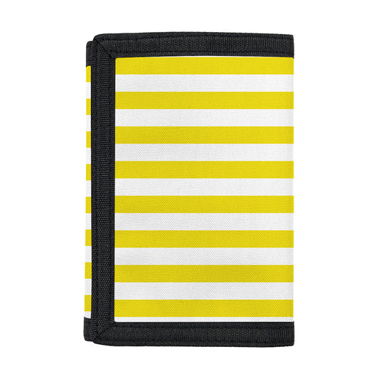 Yellow And White Striped Pattern Print Trifold Wallet