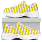 Yellow And White Striped Pattern Print White Chunky Shoes