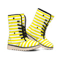 Yellow And White Striped Pattern Print Winter Boots