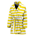 Yellow And White Striped Pattern Print Women's Bathrobe