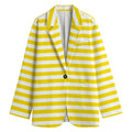 Yellow And White Striped Pattern Print Women's Blazer