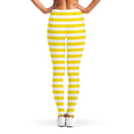 Yellow And White Striped Pattern Print Women's Leggings