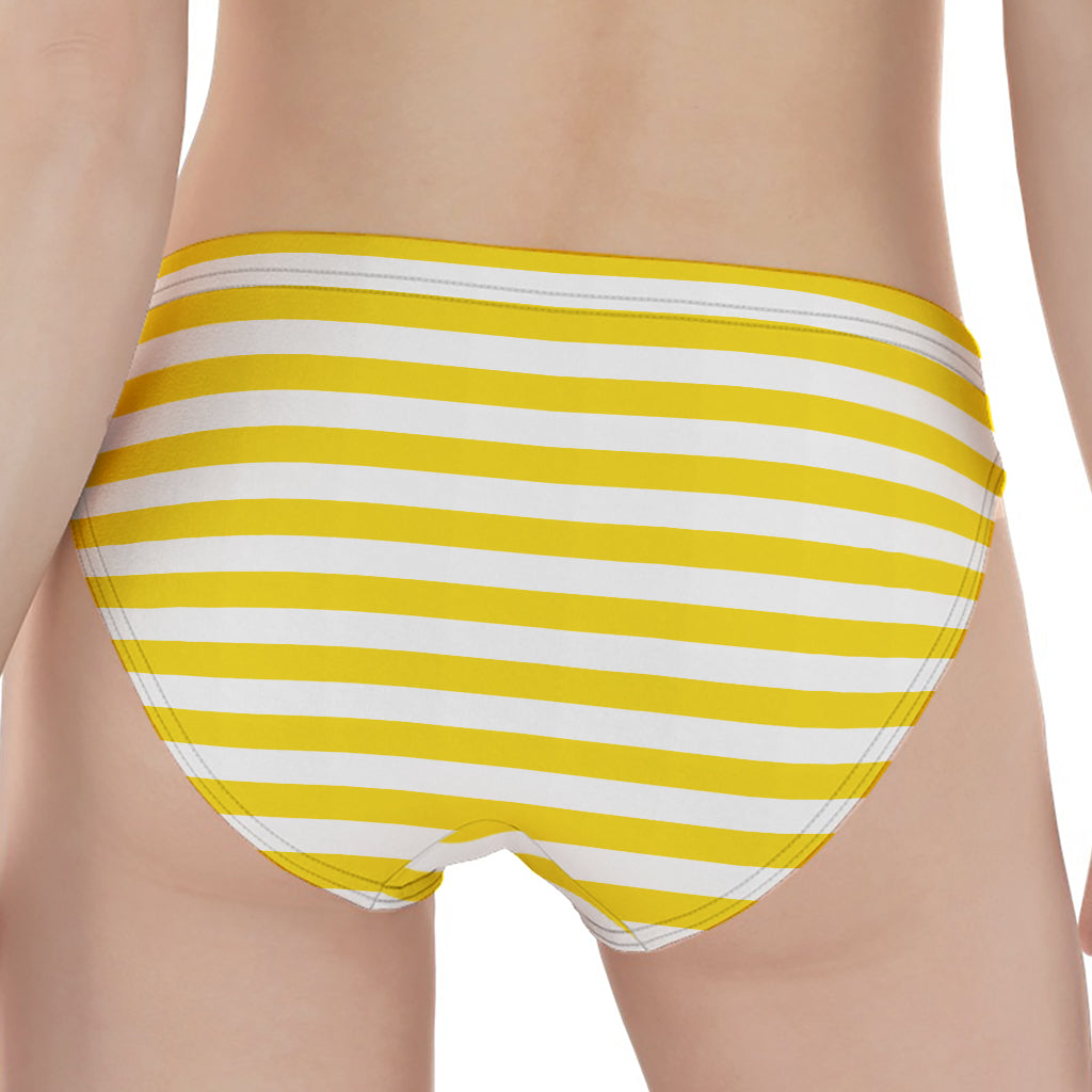 Yellow And White Striped Pattern Print Women's Panties