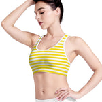 Yellow And White Striped Pattern Print Women's Sports Bra