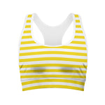 Yellow And White Striped Pattern Print Women's Sports Bra
