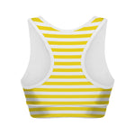 Yellow And White Striped Pattern Print Women's Sports Bra