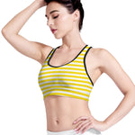Yellow And White Striped Pattern Print Women's Sports Bra