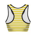 Yellow And White Striped Pattern Print Women's Sports Bra