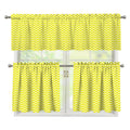 Yellow And White Zigzag Pattern Print 3 Piece Kitchen Curtains