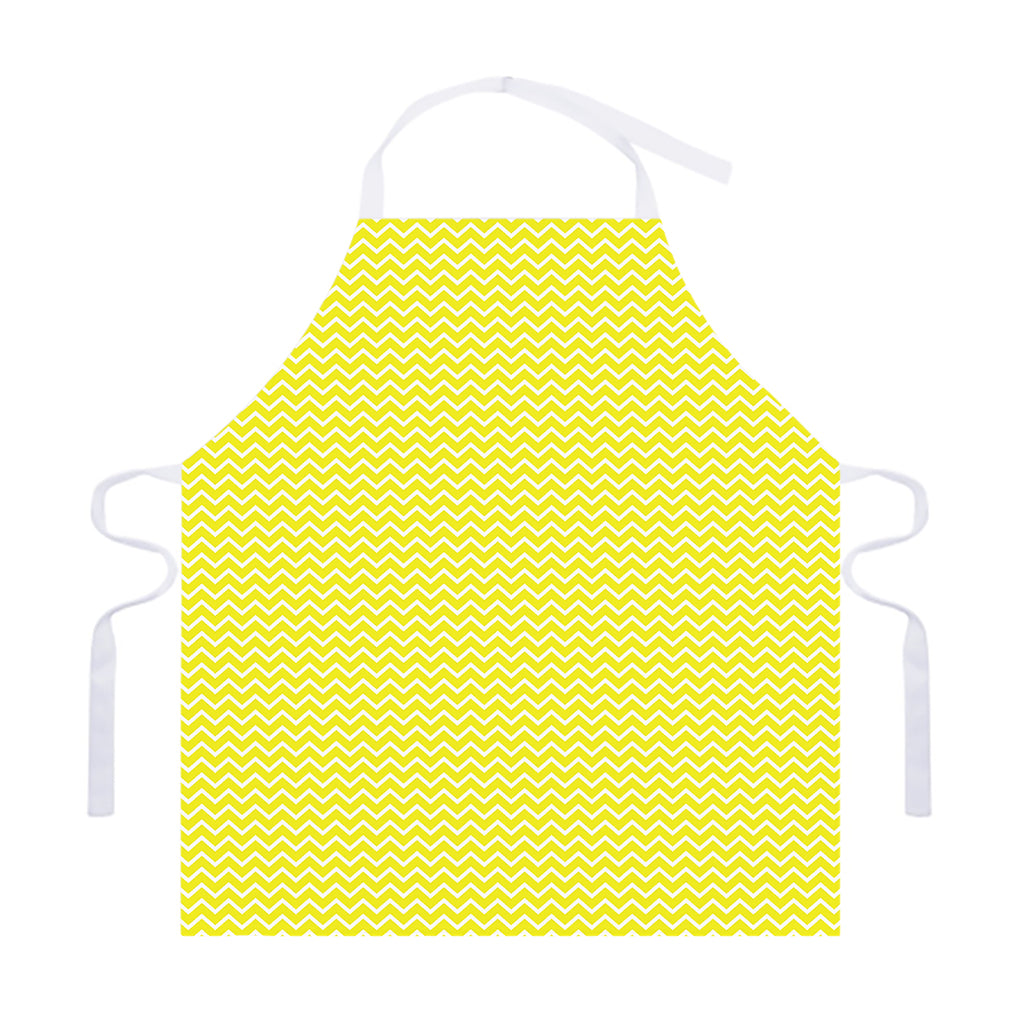 Yellow And White Zigzag Pattern Print Adjustable Apron
