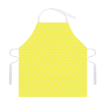 Yellow And White Zigzag Pattern Print Adjustable Apron
