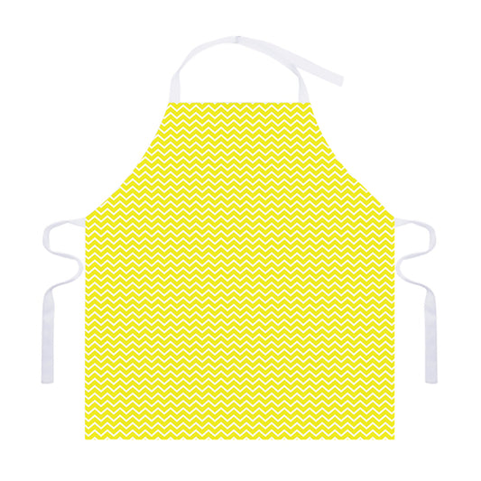Yellow And White Zigzag Pattern Print Adjustable Apron