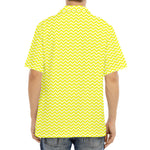 Yellow And White Zigzag Pattern Print Aloha Shirt