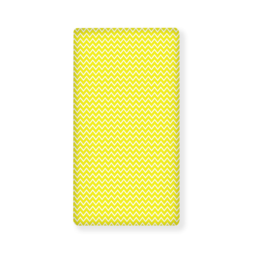 Yellow And White Zigzag Pattern Print Baby Crib Sheet