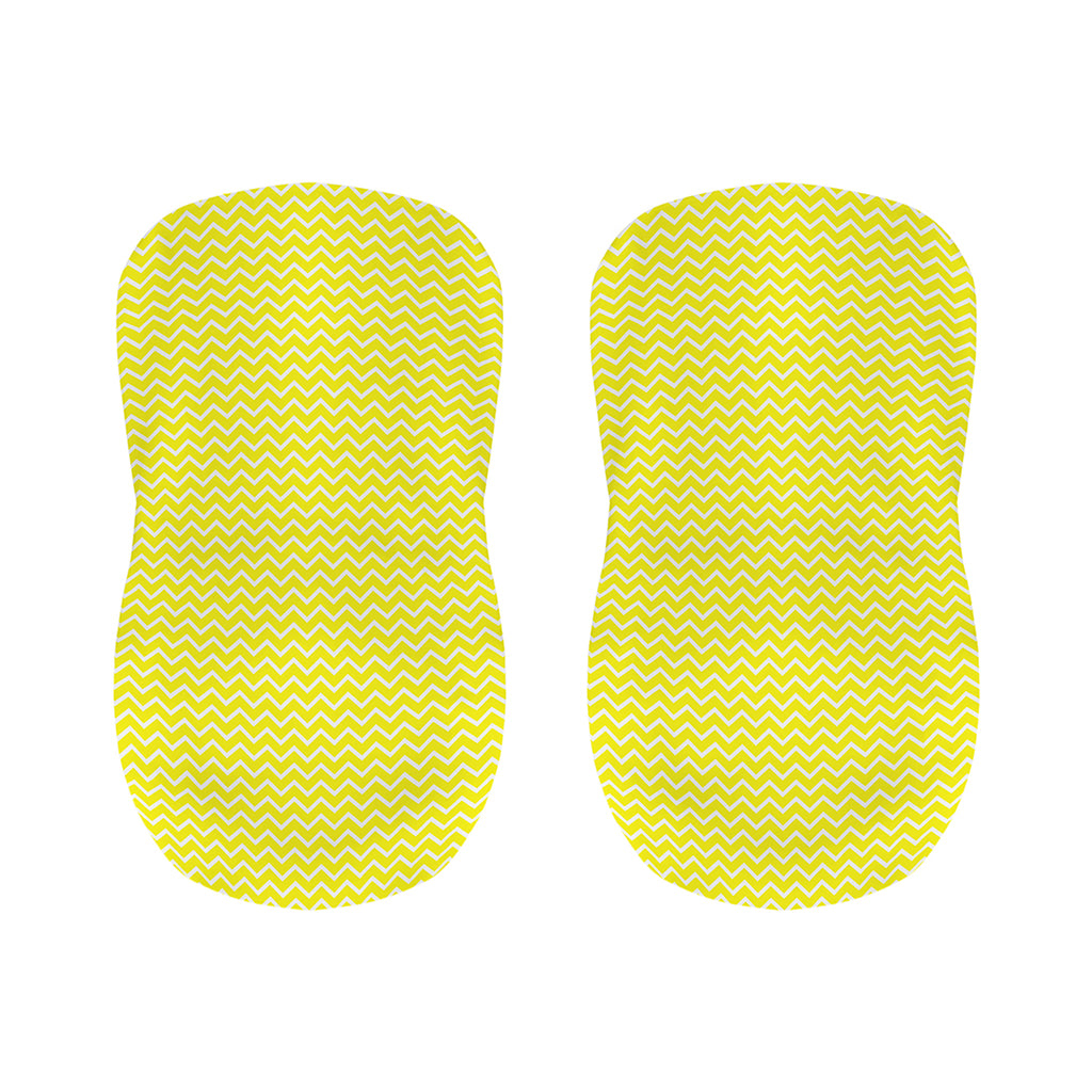 Yellow And White Zigzag Pattern Print Bar Stool Covers