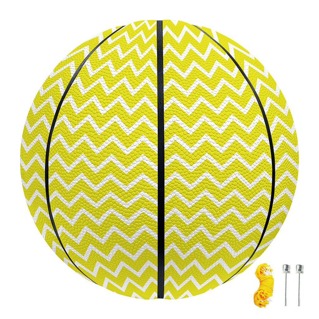 Yellow And White Zigzag Pattern Print Basketball