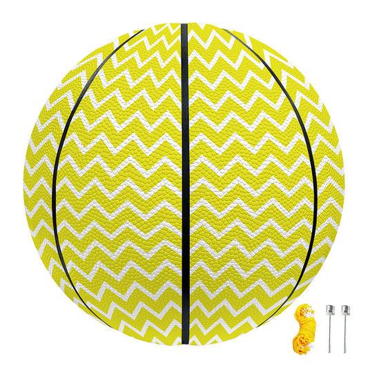 Yellow And White Zigzag Pattern Print Basketball