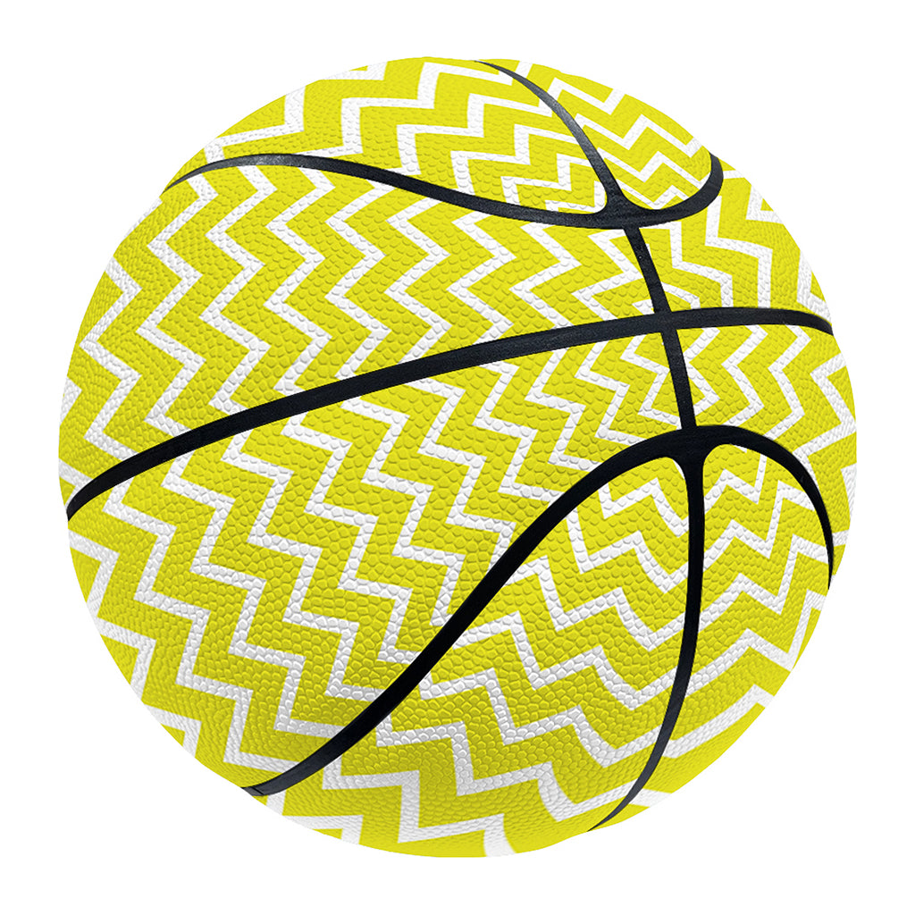 Yellow And White Zigzag Pattern Print Basketball