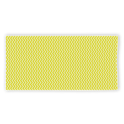Yellow And White Zigzag Pattern Print Beach Towel