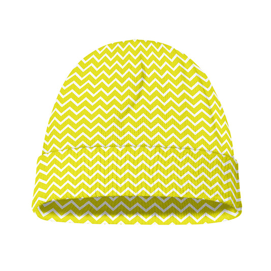 Yellow And White Zigzag Pattern Print Beanie