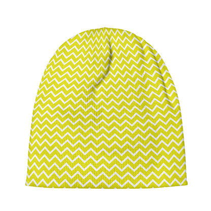 Yellow And White Zigzag Pattern Print Beanie