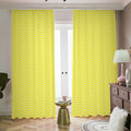Yellow And White Zigzag Pattern Print Dimout Pencil Pleat Curtains