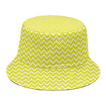 Yellow And White Zigzag Pattern Print Bucket Hat