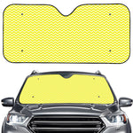 Yellow And White Zigzag Pattern Print Car Windshield Sun Shade