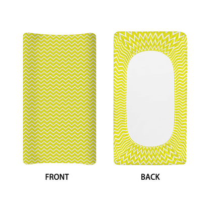 Yellow And White Zigzag Pattern Print Changing Pad Cover