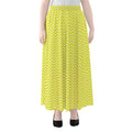 Yellow And White Zigzag Pattern Print Chiffon Maxi Skirt