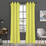 Yellow And White Zigzag Pattern Print Curtain