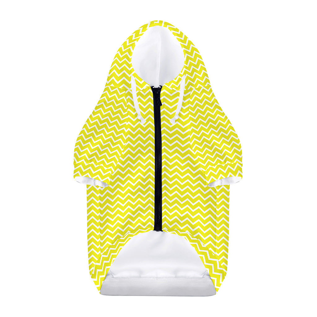 Yellow And White Zigzag Pattern Print Dog Zip Up Hoodie