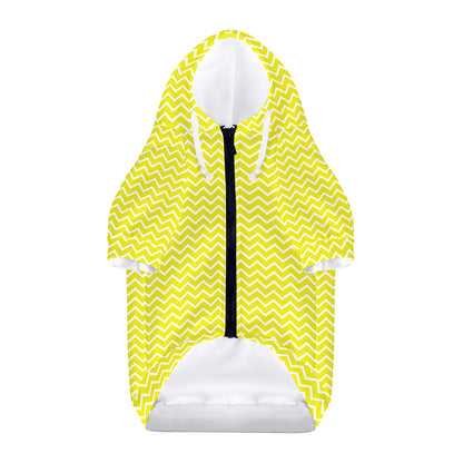 Yellow And White Zigzag Pattern Print Dog Zip Up Hoodie