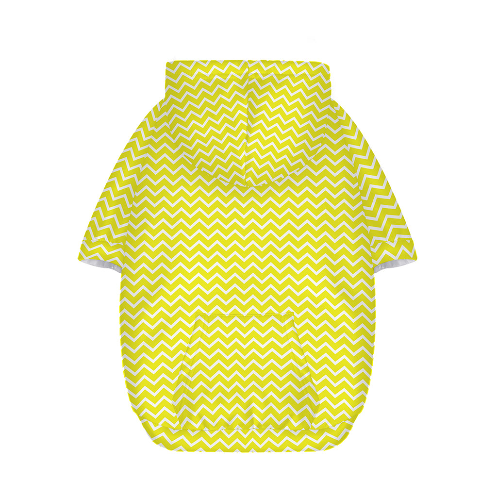 Yellow And White Zigzag Pattern Print Dog Zip Up Hoodie