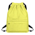 Yellow And White Zigzag Pattern Print Drawstring Backpack