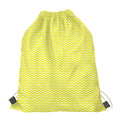 Yellow And White Zigzag Pattern Print Drawstring Bag
