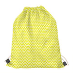 Yellow And White Zigzag Pattern Print Drawstring Bag