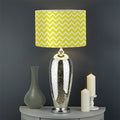 Yellow And White Zigzag Pattern Print Drum Lamp Shade