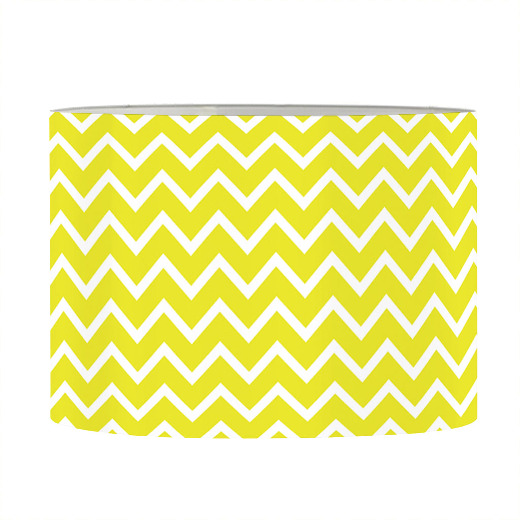 Yellow And White Zigzag Pattern Print Drum Lamp Shade