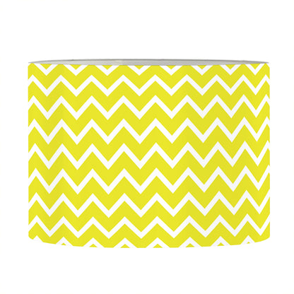 Yellow And White Zigzag Pattern Print Drum Lamp Shade